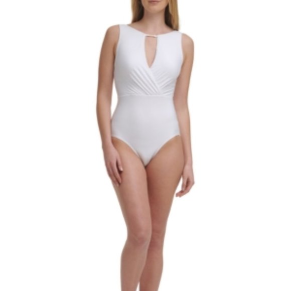 Calvin Klein High-Neck Tummy Control One-Piece Swimsuit - Picture 4 of 4